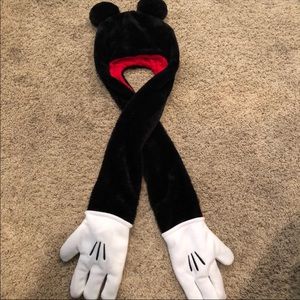 Mickey Mouse hat with attached gloves